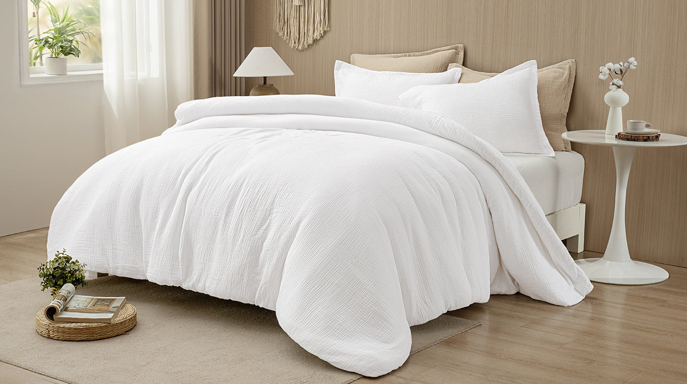 PHF Cotton Muslin Comforter Set in The Bed