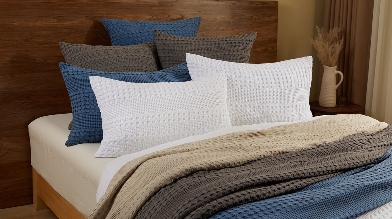 PHF 100% Cotton Waffle Pillow Shams