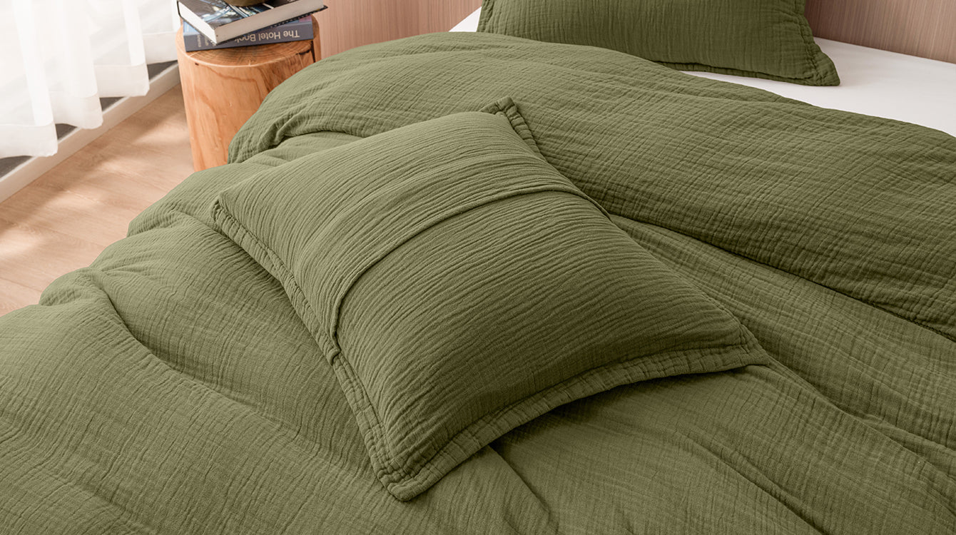 PHF Cotton Muslin Duvet Cover Set, 3-Layer Soft Lightweight