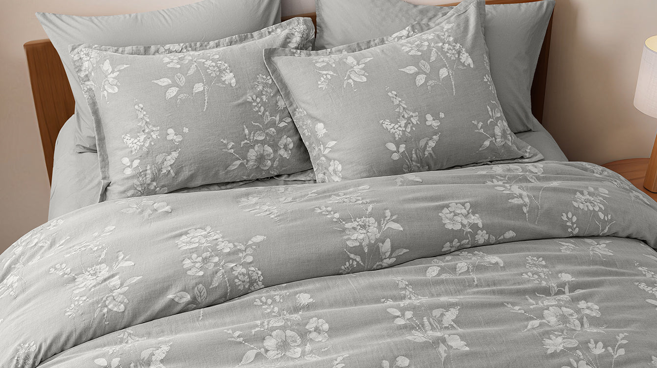 Stone-Washed Cotton Grey Comforter Set 