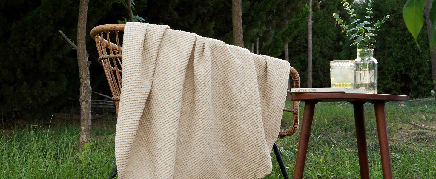 PHF Pre-Washed 100% Cotton Waffle Weave Blanket
