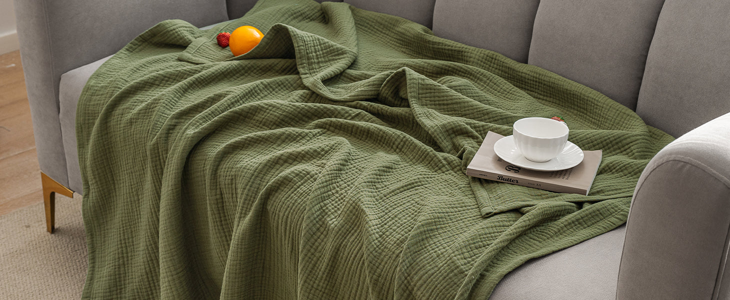 100% Cotton 4-Layer Lightweight Gauze Muslin Blanket