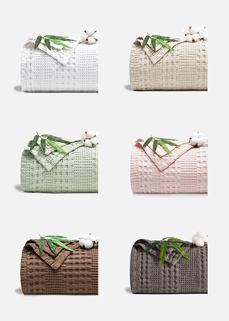 Bamboo-cotton Waffle Blanket Colors
