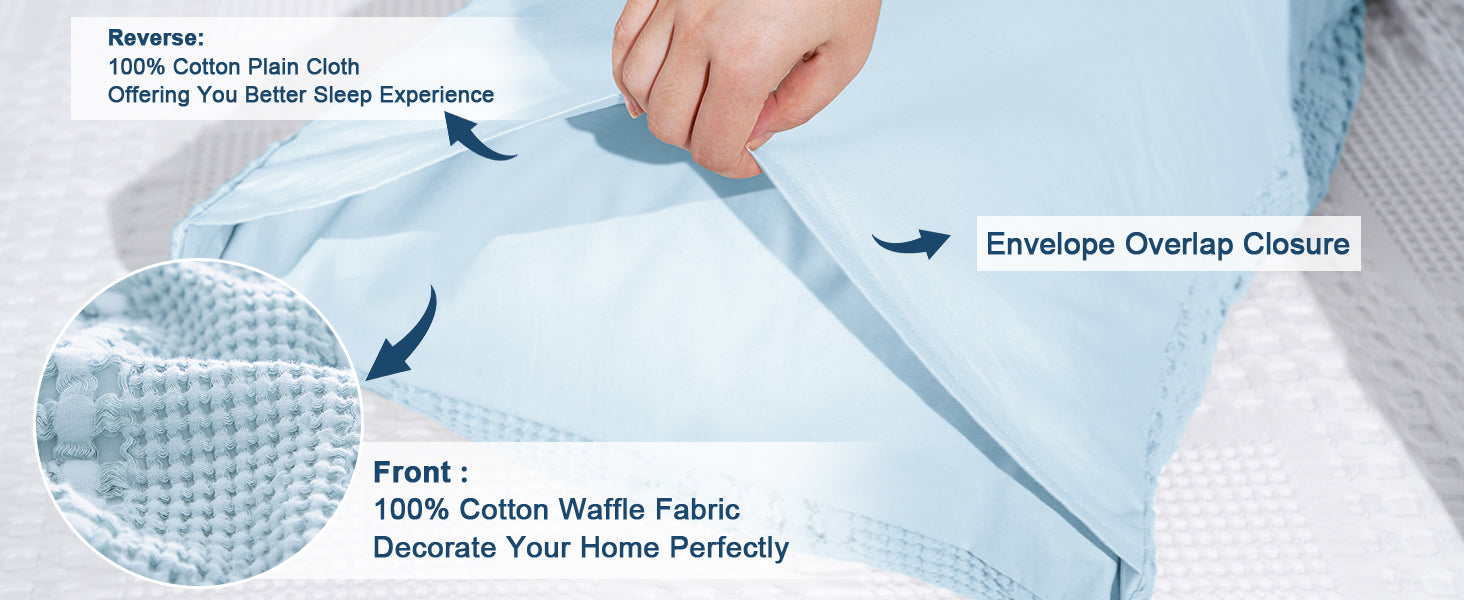 PHF 100% Cotton Waffle Pillow Shams