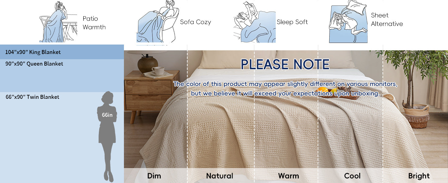 sizes of phf waffle weave blanket